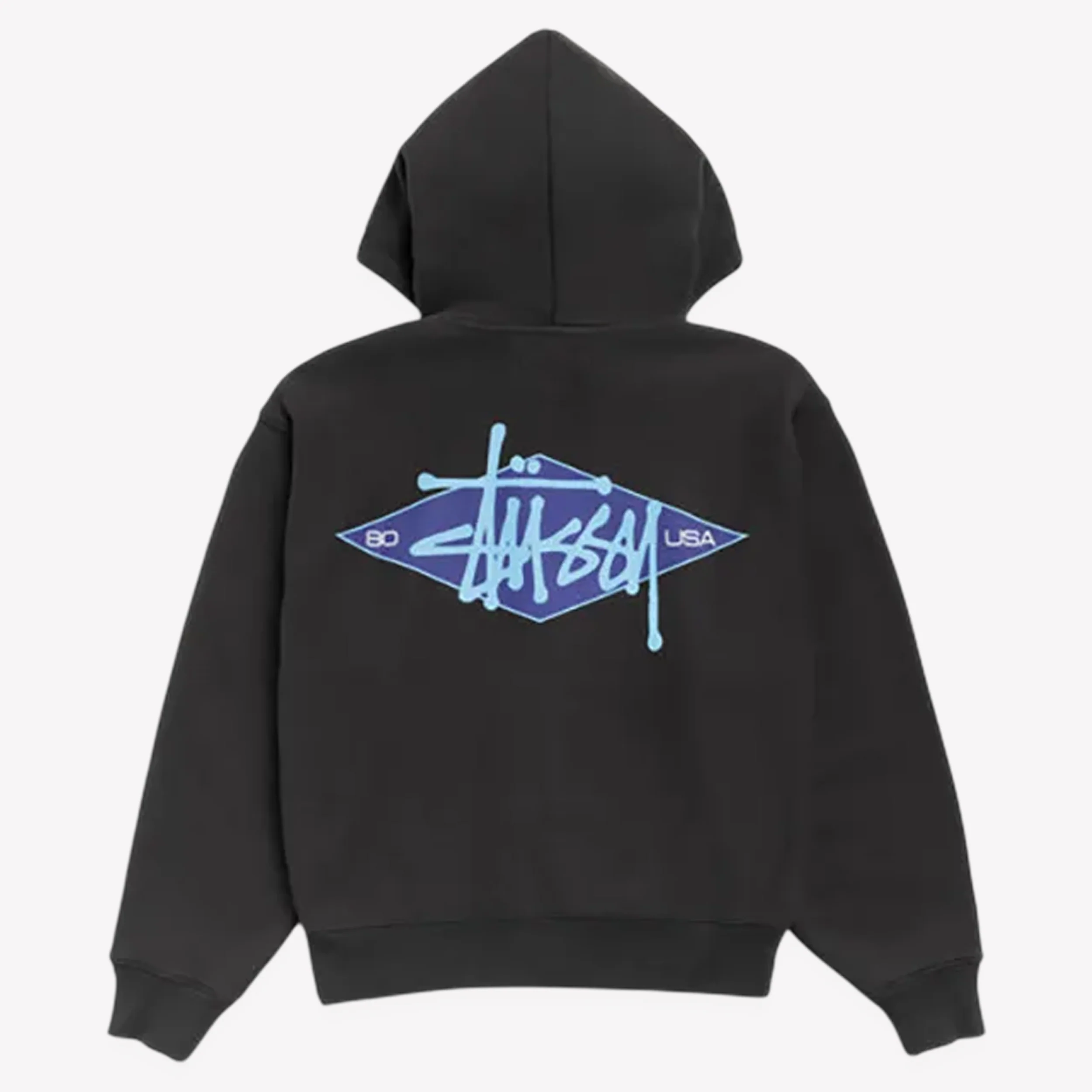 Basic Diamond Zip Hood Black - Image 2