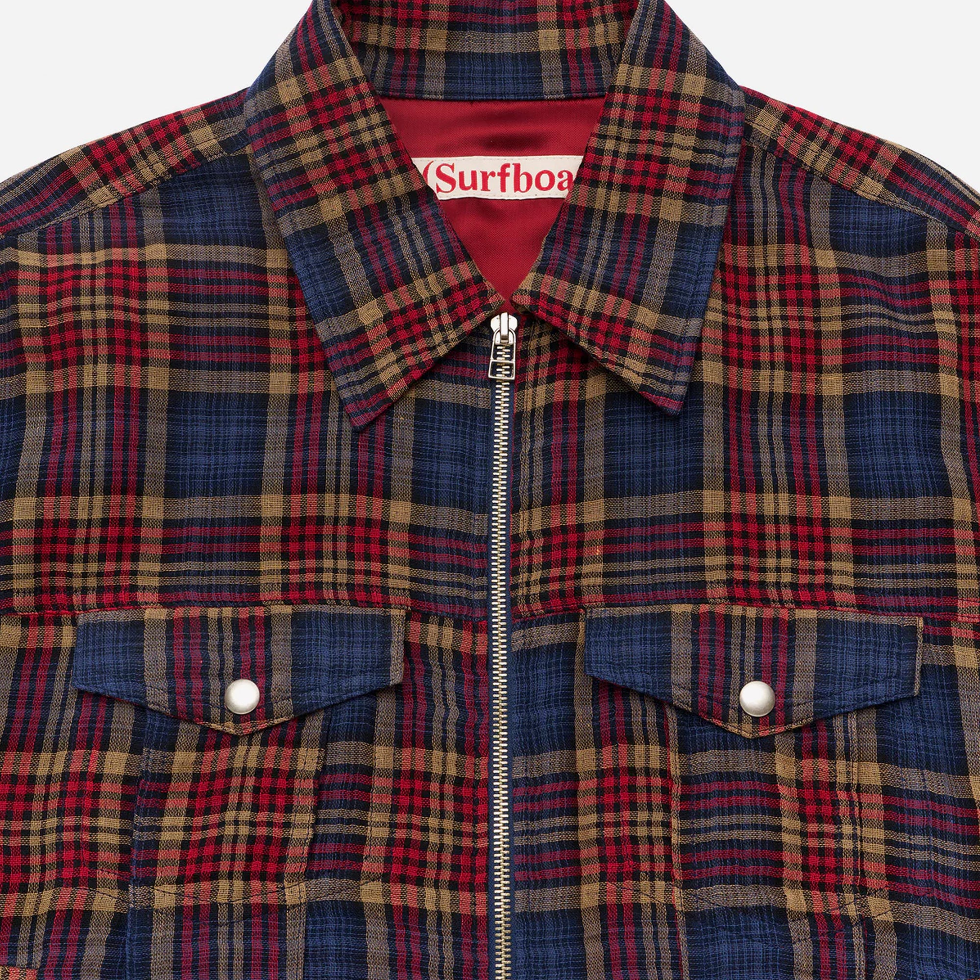 Lightweight Trucker Jacket Red Check - Image 3