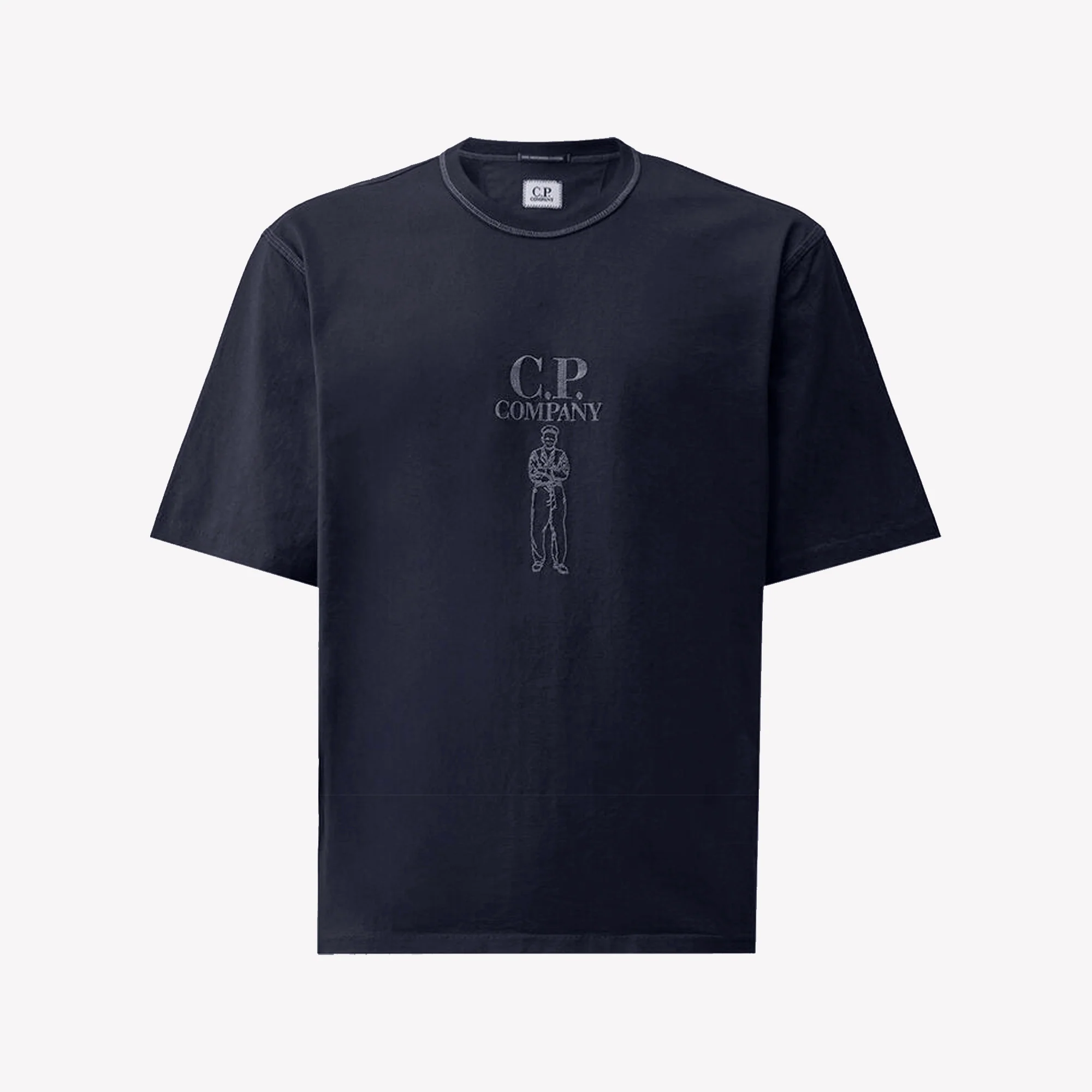 Mercerized jersey 30/2 twisted shortsleeve Sailor Logo T-shirt Navy
