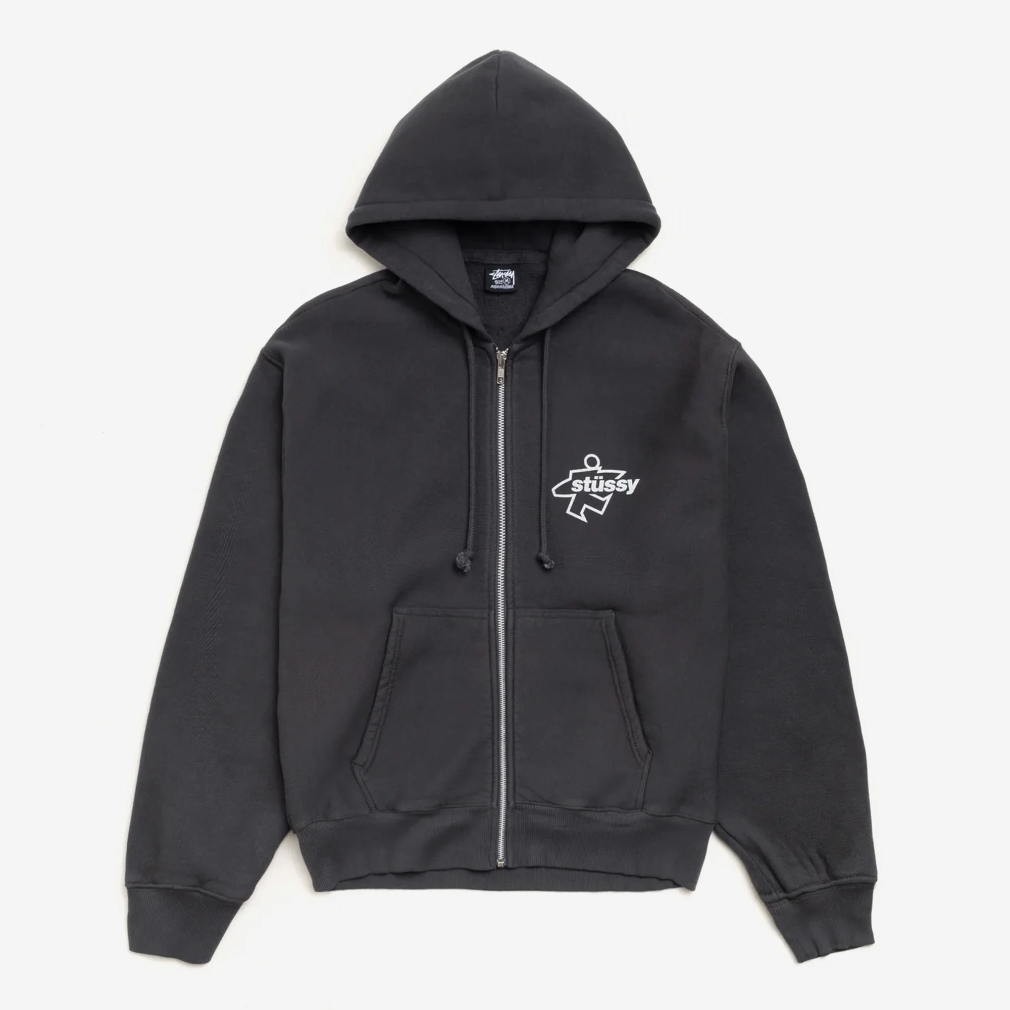 Surf Size Gar. Dyed Zip Hood Faded Black