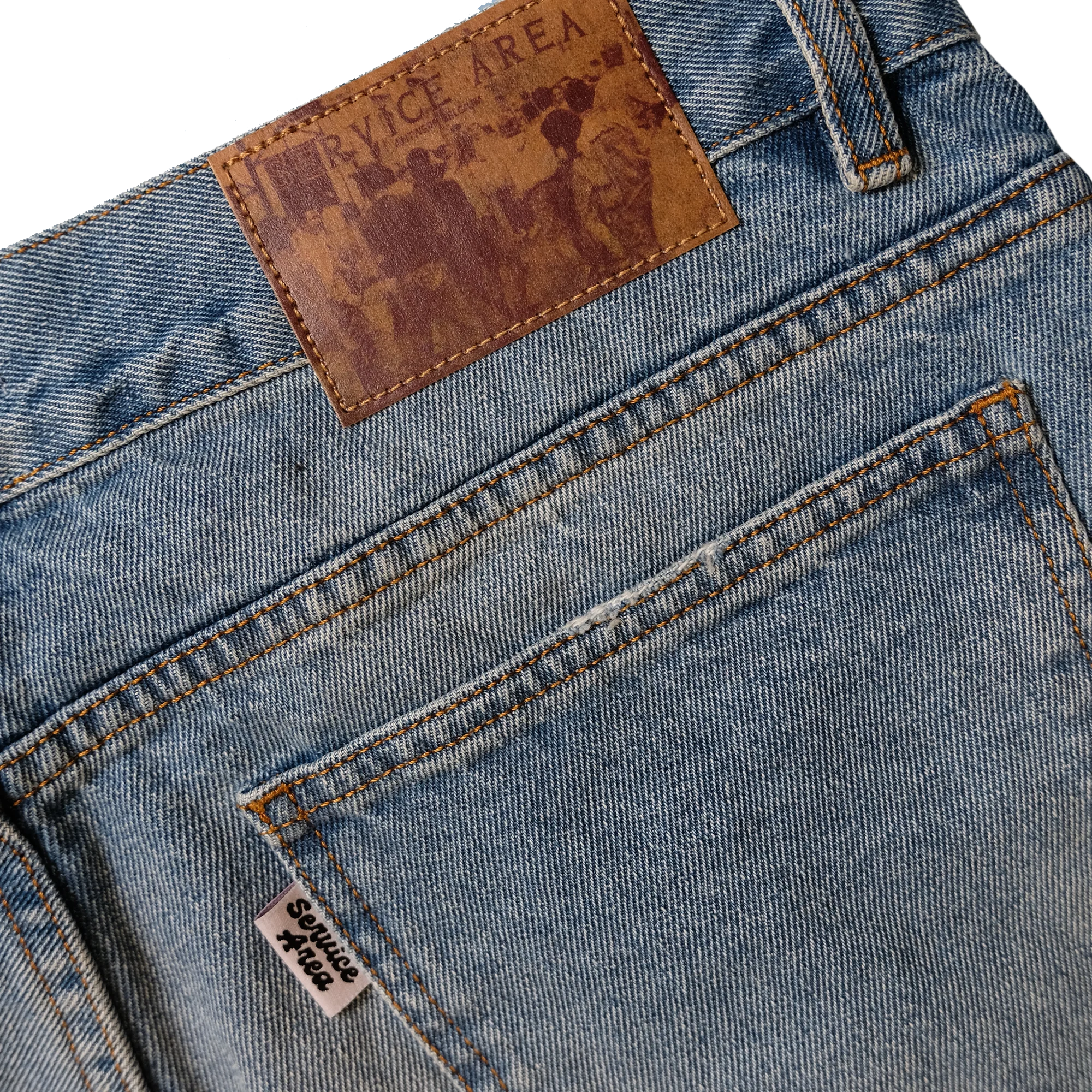 Vintage Washed Denim 5-pocket Pants - Image 3
