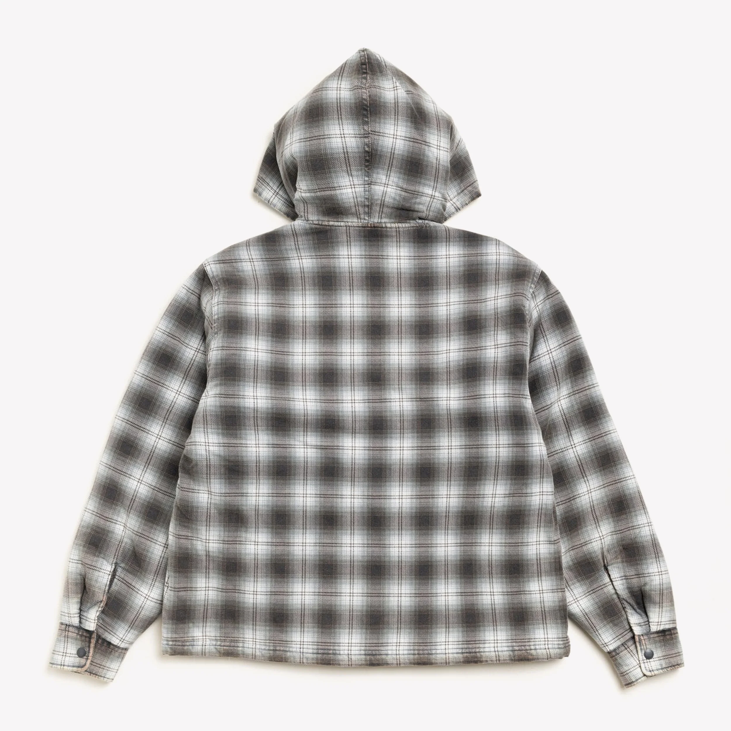Zip Hooded Plaid Shirt Charcoal - Image 2